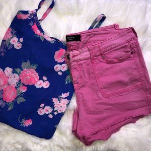 Torrid hot pink distressed shorts